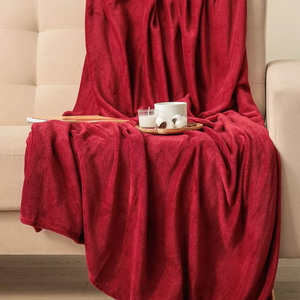 Haute qualité 100% Polyester recyclé en peluche corail flanelle polaire <span class=keywords><strong>lit</strong></span> jeter couverture doux <span class=keywords><strong>rouge</strong></span> couleur unie en gros pour les avions - Product Image 6