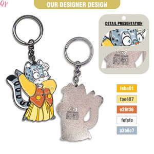 QQ New Arrivals Custom Metal Enamel <b>Key</b> <b>Ring</b> Cartoon Anime Cute Kawaii Keychains for <b>Bags</b> - Product Image 2