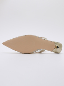 Mules à <span class=keywords><strong>talon</strong></span> chaton fin pour femme, en maille à paillettes dorées, à double bride métallique, escarpins pointus sans <span class=keywords><strong>talon</strong></span>, printemps-été - Product Image 6