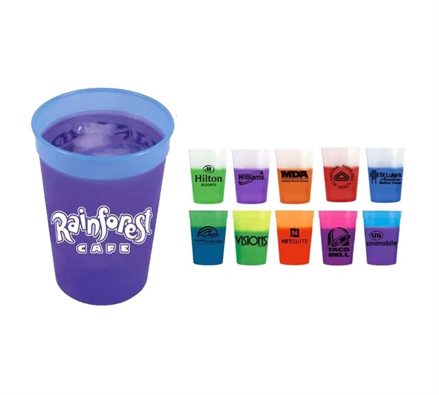 12 oz Eco-Friendly Portable PP Material American Style Cold Color Changing Stadium Cup Customized Logo Outdoor Use Heat