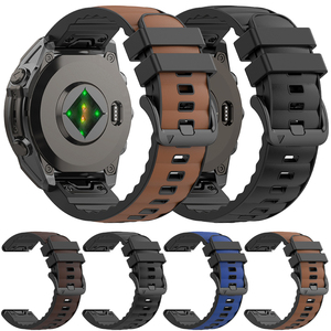 <span class=keywords><strong>Bracelet</strong></span> en <span class=keywords><strong>cuir</strong></span> QuickFit pour <span class=keywords><strong>Garmin</strong></span> Fenix 8 Pro 7X 6X 5X 51mm ; Fenix 8 E 7 6 5 3HR 47mm Epix Pro 22mm 26mm <span class=keywords><strong>Bracelet</strong></span> en silicone souple - Product Image 1