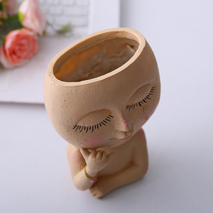 Wholesale <strong>Cute</strong> Indoor Succulent <strong>Plants</strong> Pots Face Planter With Drainage Hole Head Flower Pot - Product Image 5