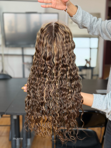 Nuevo Diseño 2024, Topper de Cabello Humano para Frente de Encaje, 130% de Densidad, Cabello Humano Virgen Europeo, Ondulado al Agua para Mujer # 3 & # 27 Colores - Product Image 2
