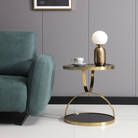 Table d'Angle de Canapé de Salon de Luxe, Petite Table Basse Classique en Acier Inoxydable, Meuble d'Appoint de Chambre