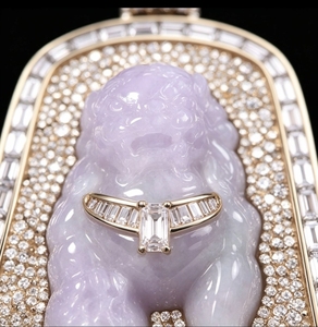 Pendentif personnalisé en jade naturel (animal/Bouddha) avec moissanite couleur D VVS, en argent sterling 925 plaqué or 18 carats, avec certificat GRA, idéal comme cadeau - Product Image 2