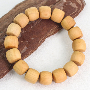 Cypress Wood <b>Bracelet</b> Barrel Beads 16Pcs Single Loop Natural Fragrance Unisex Jewelry Everyday Wear - Product Image 4
