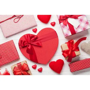 Kotak coklat kosong bentuk hati merah hadiah kustom oxes hitam emas laci ganda Kemasan coklat Natal