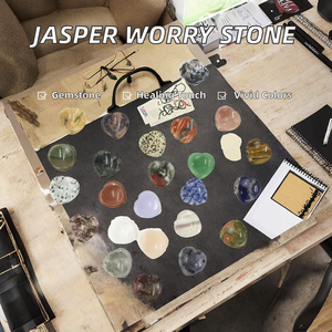 Piedra de Cristal Natural, Jaspe Dálmata Tallado, Piedra de la Preocupación, Bola de Energía Curativa para Masajes, Piedra de Pulgar - Product Image 2