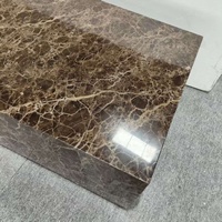 Tables basses modernes de luxe en marbre brun Emperador foncé, meubles de salon, ensemble de tables centrales en pierre naturelle
