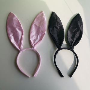 Frauen sexy schwarz rosa Satin <span class=keywords><strong>Bunny</strong></span> Ohren Stirnband für Ostern Halloween Kostüm Zubehör Cosplay Kaninchen Ohren Party Dekorationen - Product Image 2