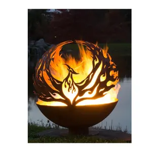 Outdoor Camping Firepit Rustic Wood Burning Garden Decorative Phoenix Fire Pit Ball