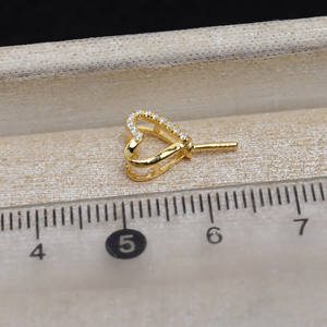 Wenchi, Dije de Corazón Chapado en Plata S925 con Aguja Recta, con 8-12 Accesorios DIY para Mujer, Base Vacía 14252, China - Product Image 4