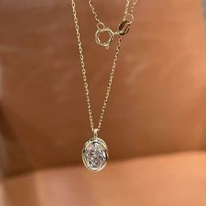 DK выращенное в лаборатории бриллиантовое ожерелье овальной формы с 18-каратным золотым ожерельем в минималистском стиле подарок для вечеринки прямо с завода - Product Image 2