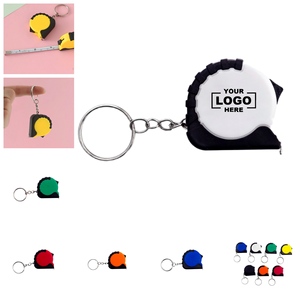 Portable 1m Mini Retractable Plastic Pocket Keychain Tape Measure Customized Logo Color Digital Printing Worktools Promotions