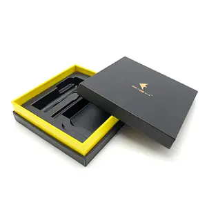 Boîte de papier cadeau carrée écologique avec logo personnalisé avec plateau intérieur en plastique laminé brillant pour emballage de cadeau