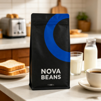 Sachet de café personnalisé de qualité alimentaire 500g, pochette refermable en aluminium avec valve de dégazage, résistant à l'humidité