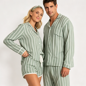 Pyjamas de luxe pour couple en bambou et coton, vêtements de nuit assortis en modal, design personnalisé, vente en gros, directement de l'usine - Product Image 3
