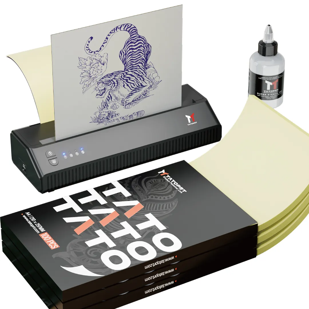Chuyên nghiệp Tattoo Transfer Machine Set tự động nhanh chóng in ấn không dây xách tay Tattoo Stencil máy in