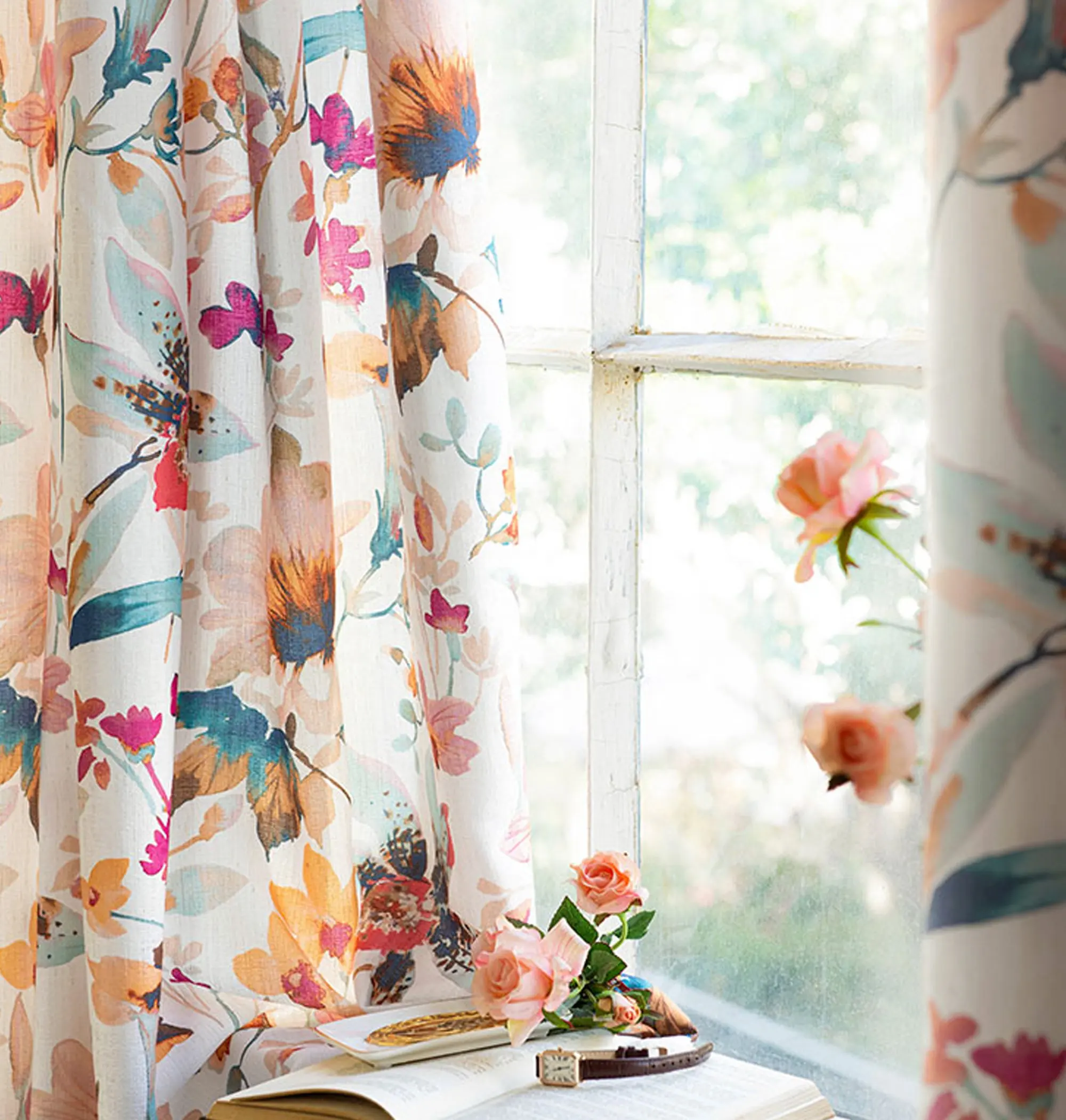 Floral Cute Plant Print Extra Long Farmhouse Boho Bedroom Window Curtains