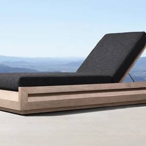 Lit de repos en teck pour piscine et terrasse, chaise longue en bois massif, <span class=keywords><strong>canapé</strong></span>-lit de designer pour plage, jardin, hôtel, imperméable et résistant aux UV - Product Image 2