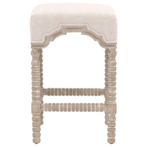 Taburete de Bar Alto Rue de Madera Maciza de Fresno, Lino, Poliéster, y Espuma Duradera para Bar en Casa y Comedor - Product Image 1