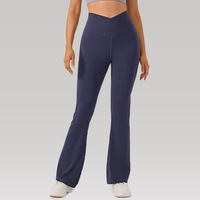 Pantalones de yoga para mujer con cintura cruzada, leggings acampanados de 9/10 de largo, pantalones de fitness de cintura alta con soporte.