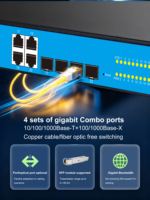 16 Port, 8 Port SFP, Manajemen Enterprise, 4 Port Combo Uplink, Switch Jaringan, Routing Statis, Catu Daya Terintegrasi