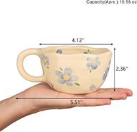 Mug à café en céramique rétro à motif floral, large ouverture, 10 oz/300 ml, pour boissons chaudes, thé, lait, cadeau d'affaires, vaisselle