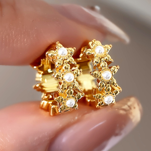 Boucles d'oreilles tendance plaquées or 18 carats, multi-styles, pavées de zircons, avec perles, pour femme, cadeau - Product Image 4