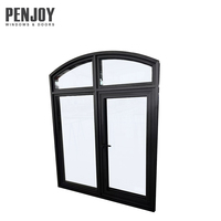 Fenêtre à battant en aluminium au design moderne avec cadre et cadre de fenêtre intégrés, équipée d'un moustiquaire pliable compact
