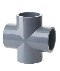 Wholesale Dark Gray Plastic UPVC PVC Pipe Fittings Four Way Cross Tee Pipe Connector