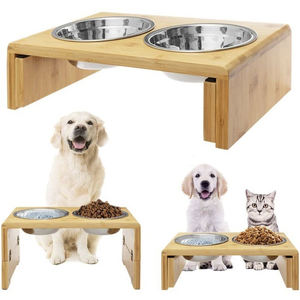 Criativo Orelhas De Gato Personalizado Bambu Ajustável Elevada Pet <span class=keywords><strong>Cat</strong></span> Tigela De Alimentação De Água Proteção Anti-Upset Cervical Pet <span class=keywords><strong>Bowl</strong></span> - Product Image 3