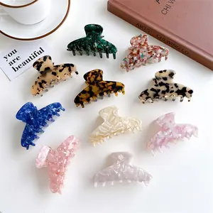 SP Wholesale Korean Elegant Resin Large Hair Claws Tortoiseshell Cellulose Acetate Big Hair Claw Clips For Women