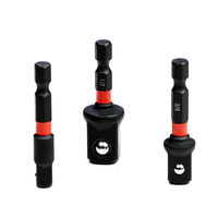 TOOLJOY Lot de 3 adaptateurs de douilles à chocs 1/4 3/8 1/2, tige hexagonale vers embout carré 50 mm, rallonge pour outil électrique, service OEM