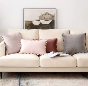 Fodere per cuscini in velluto fodere per cuscini decorativi pompon fodere per cuscini morbide solide con Poms quadrati per divano divano soggiorno - Product Image 6