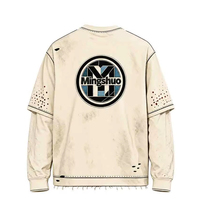 T-shirt Hip Hop personnalisé délavé à l'acide, respirant, sérigraphié - Homme, 100% Coton épais 220g, Manches longues, Séchage rapide