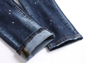 Pantalones Jeans Para Hombre de Color Claro Lavados a la Piedra Elásticos y Transpirables con Diseño Perforado para la Temporada de Primavera Estilo Hip Hop - Product Image 6