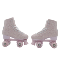 Chaussures de roller 2-en-1 ajustables pour adultes avec protection et paillettes