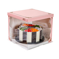 Boîte à gâteau transparente simple 6/8/10/12 pouces, emballage pour desserts, boîte cadeau pour la décoration de gâteaux, accessoires pour gâteaux