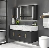 Vanité de salle de bain suspendue à double évier moderne italien Lavabo en marbre blanc avec accessoires pour villas