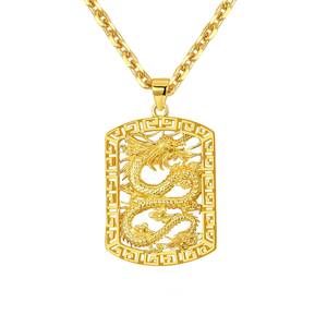 Dubai gioielli di <span class=keywords><strong>moda</strong></span> fabbrica diretta 18k 24k placcatura in oro catena da <span class=keywords><strong>uomo</strong></span> in rame portafortuna Dragon Daily Wear collana pendente - Product Image 2