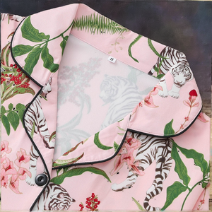 Ensemble de pyjama 2 pièces pour femmes, imprimé floral élégant, mélange de polyester et d'élasthanne, taille élastique, manches longues, tricoté, respirant, été - Product Image 2