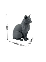 Statue de chat imprimée en 3D, sculpture animale géométrique moderne, décoration de bureau minimaliste, figurine d'art personnalisée noire
