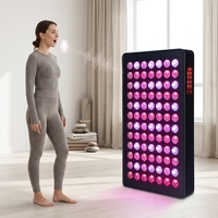 Panneau de luminothérapie rouge en alliage d'aluminium pour visage et corps avec minuterie - Utilisation à domicile/en voyage - Cadeau pour femmes