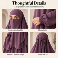 Ensemble de prière musulman 2 pièces premium avec abaya et niqab pour femmes, tenue islamique ample et couvrante en polyester, vente en gros