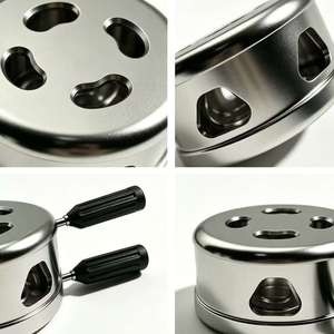 Base de acero inoxidable para carbón de shisha con 4 orificios y asas de agarre, con sistema de encendido manual. - Product Image 3