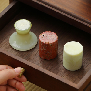 Support de couvercle cylindrique en pierre d'inspiration zen, base d'encens, accessoire créatif pour cérémonie du thé, origine Dehua - Product Image 4