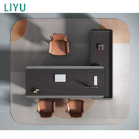 Bureau de direction moderne de luxe personnalisé Liyu, structure en bois modulaire en forme de L, mobilier de bureau de direction, fonctionnalités convertibles
