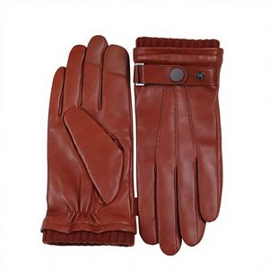 Gants en cuir de vachette de haute qualité, thermiques, respirants, à doigts complets, compatibles écran tactile, pour cyclisme, sports de plein air, faciles à porter, décontractés, pour les fêtes - Product Image 1