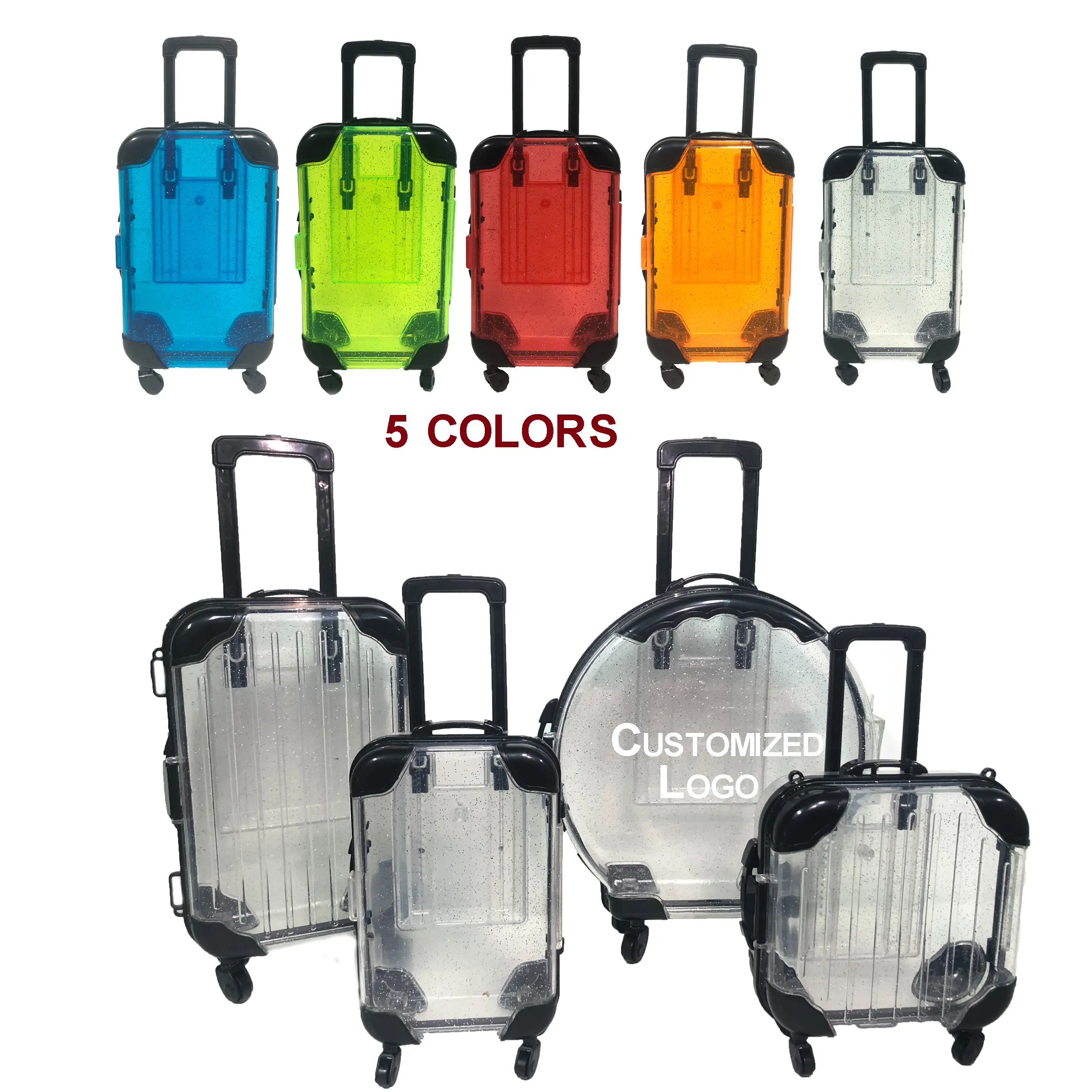 New Color Clear Acrylic Mini Suitcase OEM Candy Toys Fashion Packing Plastic Colorful Promotional Wedding Gifts Candy Box